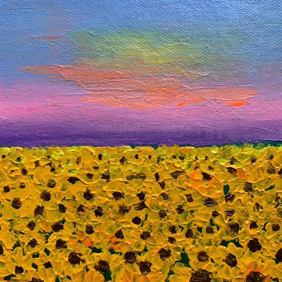 Sunflower field ! Miniature impasto painting