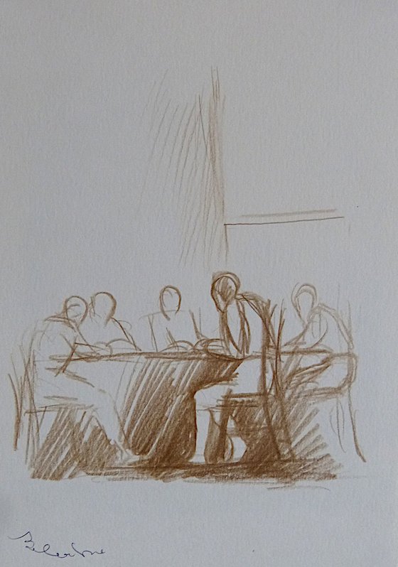 People at the table 1, 21x15 cm