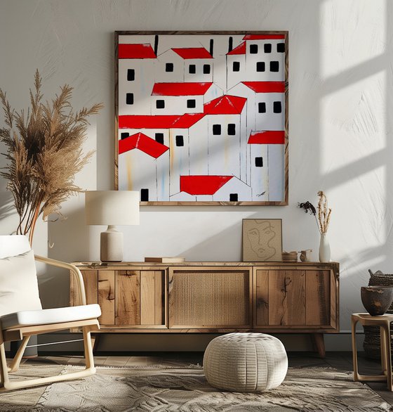 Acrylic - Red roofs