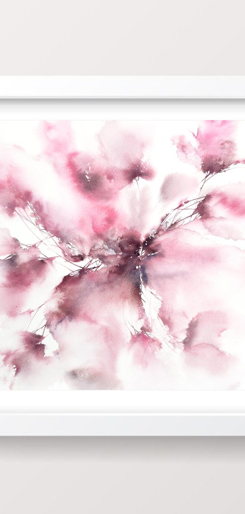 Abstract floral art Dusty rose by Olga Grigo