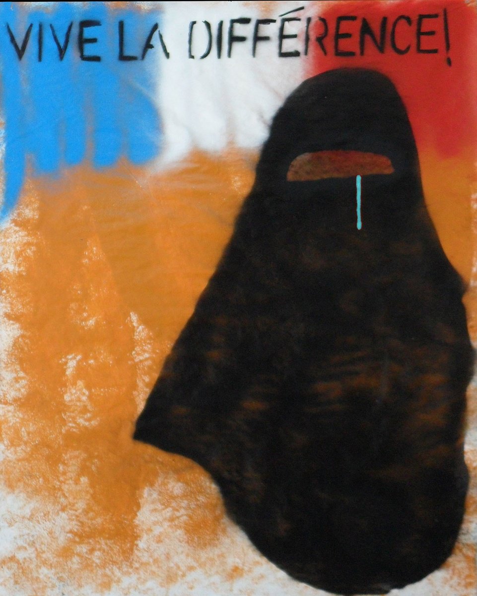 Expressive Portrait Painting By Juan Sly, 23 X 30", Vive La Difference (U)., Original Artwork