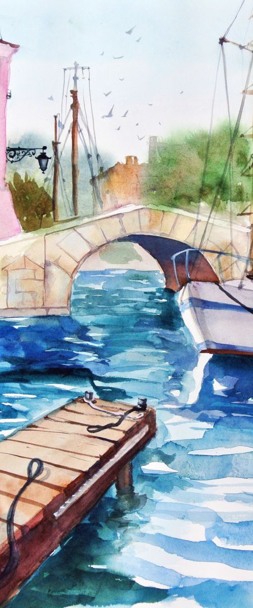 A Bridge in Port Grimaud by Ksenia Astakhova