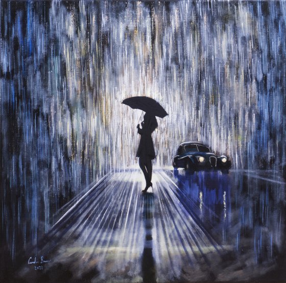 Woman in the rain