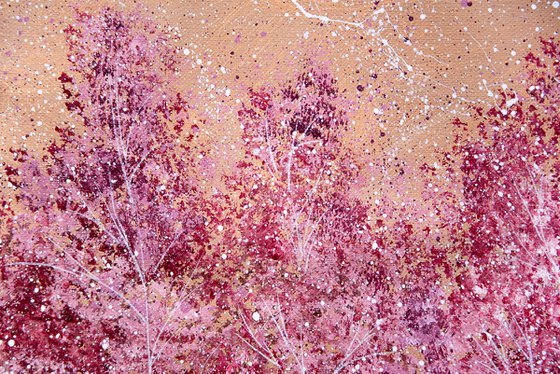Pink and burgundy blooming landscape