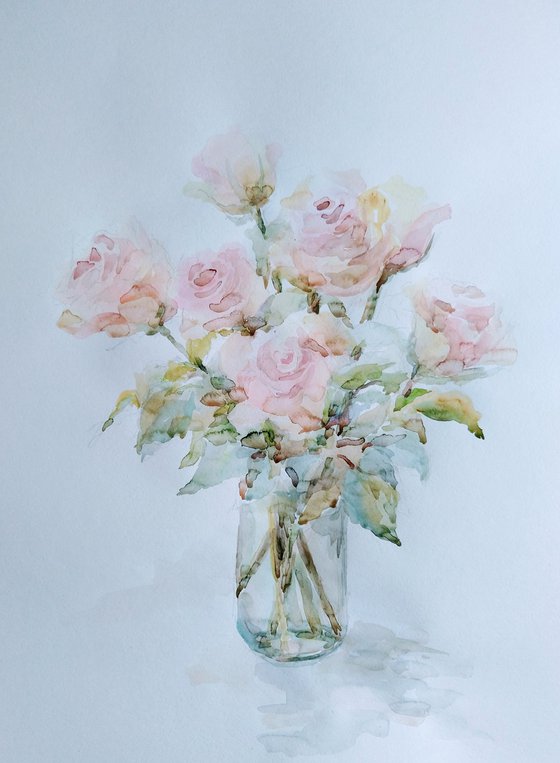 Roses. Original watercolour painting.