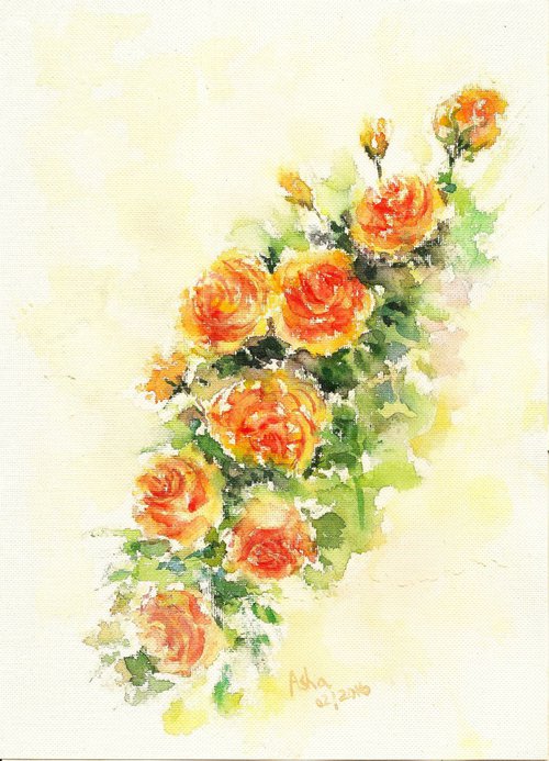 Yellow Spring roses. by Asha Shenoy
