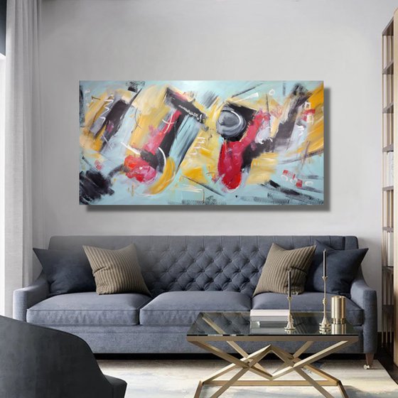 het dossier Aja verkiezing large abstract painting-xxl-200x100-large wall art canvas-cm-title-c763 Oil  painting by Sauro Bos | Artfinder