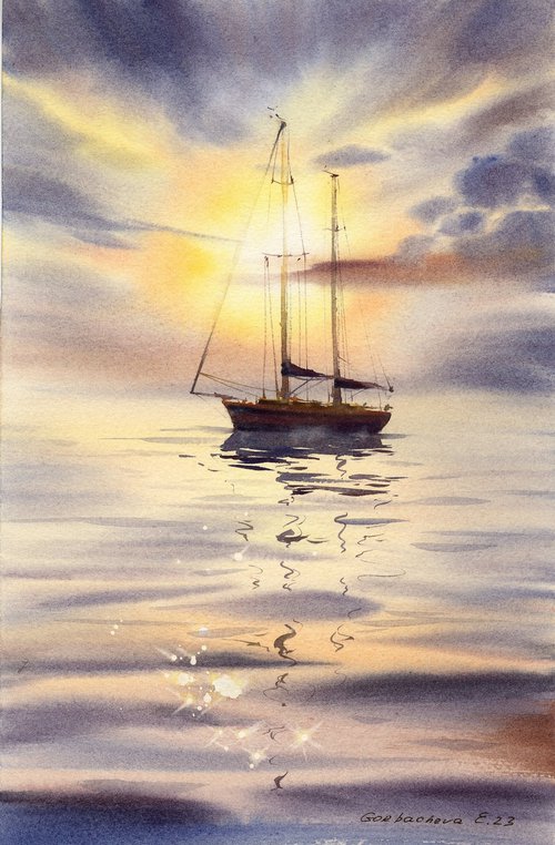 Yacht in the sun #3 by Eugenia Gorbacheva