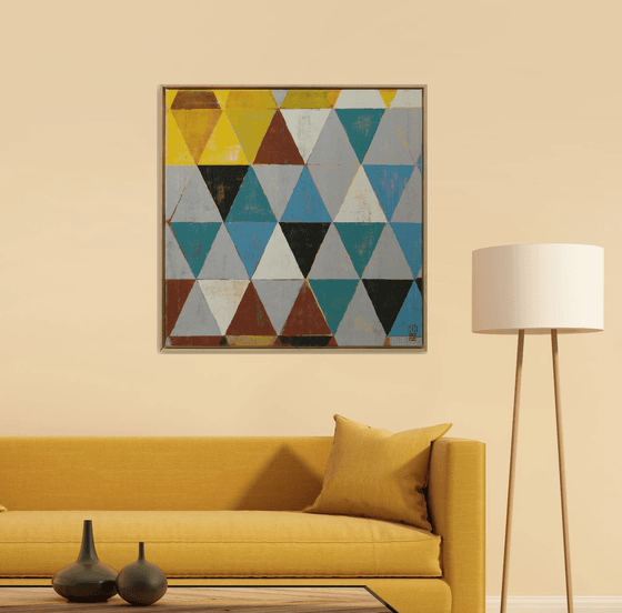 Triangle Traffic I - Incl Frame - 85x85CM - Ronald Hunter - 6M