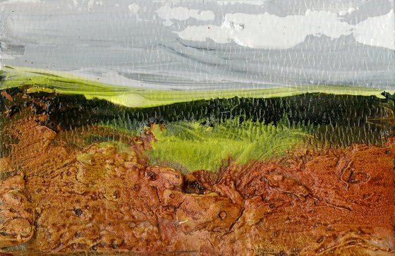 Dream Land Collection 5 - 4 Small Textural Landscape Paintings by Kathy Morton Stanion