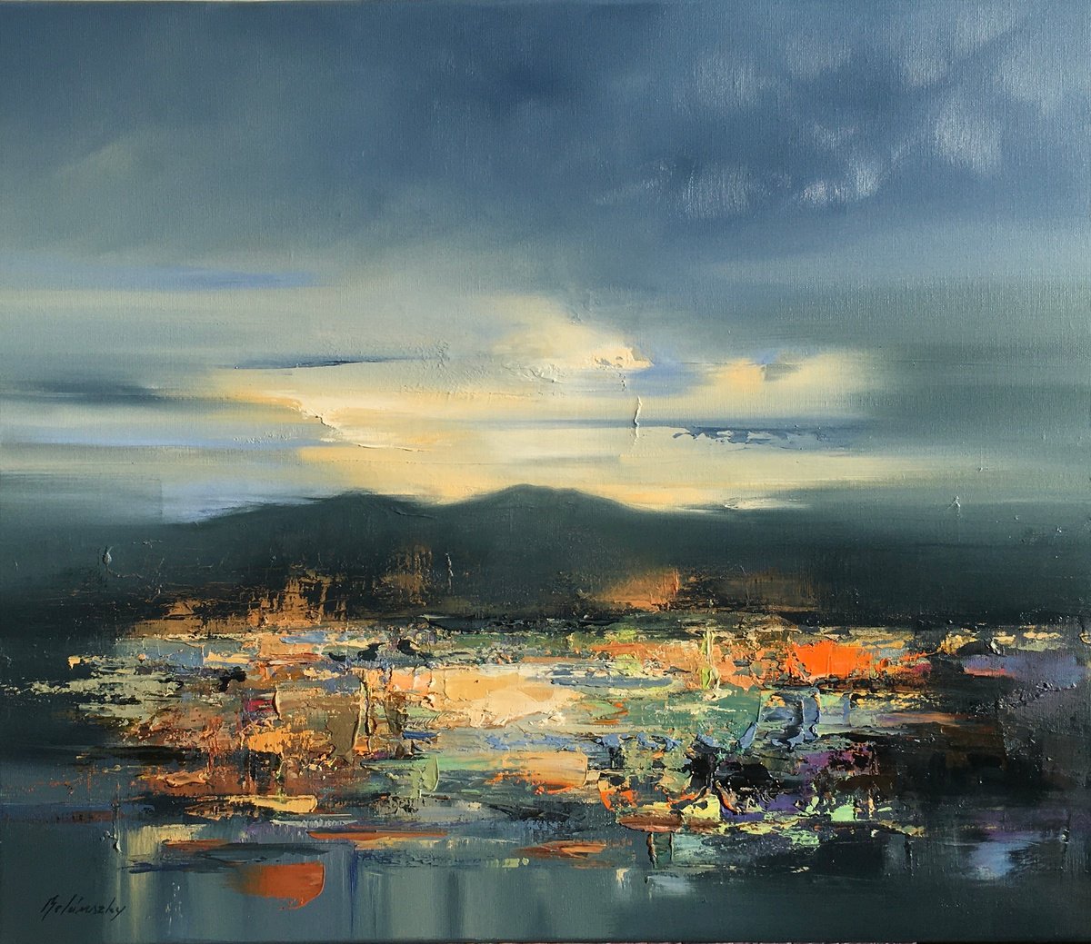 Impressionistic Landscape Oil Painting By Beata Belanszky Demko, 28 X 24, Back To Switzerland, Original Artwork