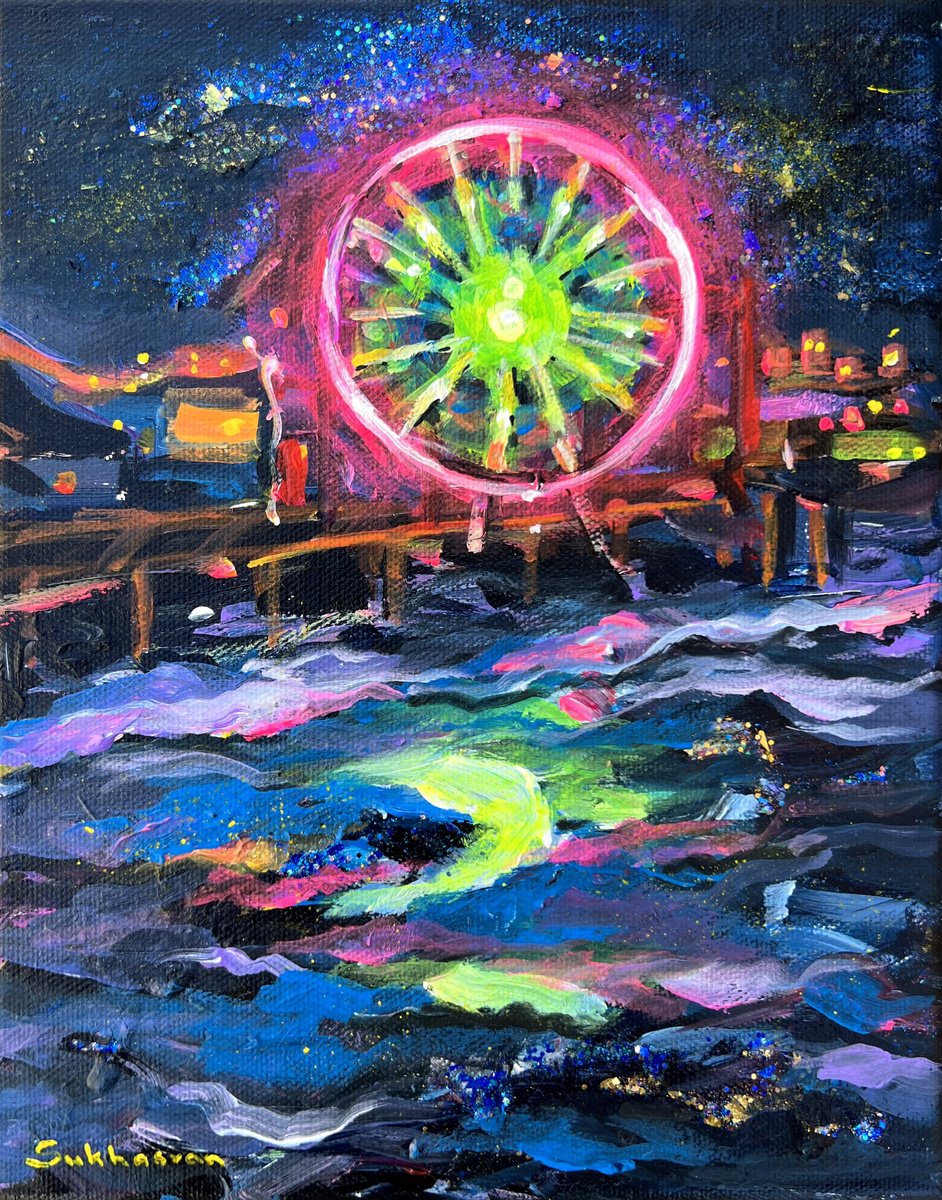 Santa Monica Pier at Night by Victoria Sukhasyan