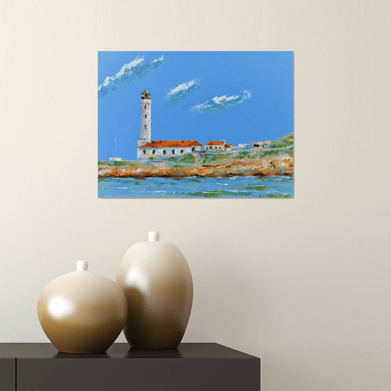 Lighthouse Stoncica in Croatia. Adriatic sea