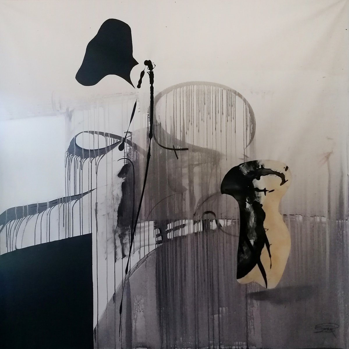 Abstract Acrylic Painting By Stefano Mazzolini, 63 X 63", Marty, Original Artwork