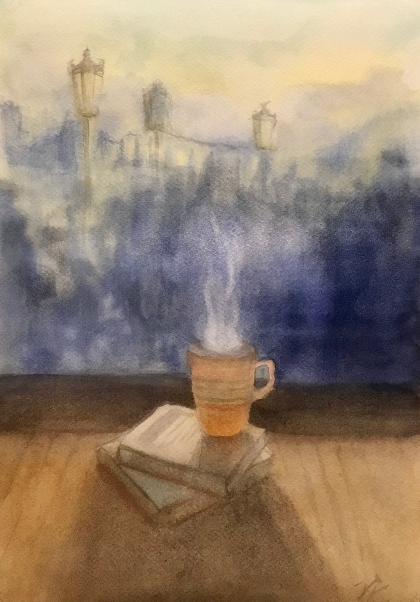 Impressionistic Watercolour , Cup Of Coffee By Vera Klimova, 12 X 16, Artwork For Sale On Artfinder