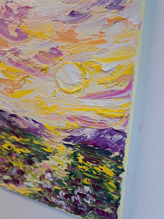 Sunrise impasto painting