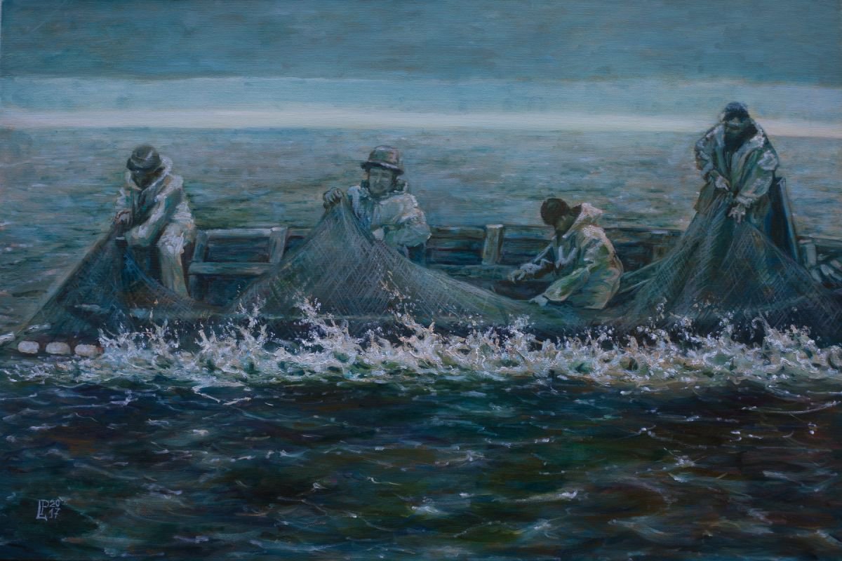 Fishermen at the Sea by Liudmila Pisliakova