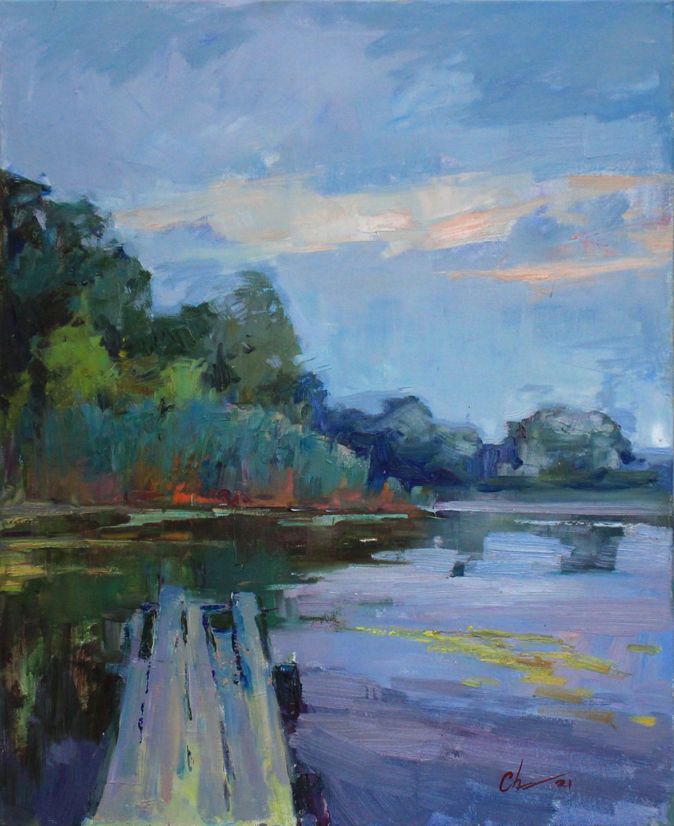 Impressionistic Landscape Oil Painting By Serhii Cherniakovskyi, 26 X 31", After The Rain, Original Artwork