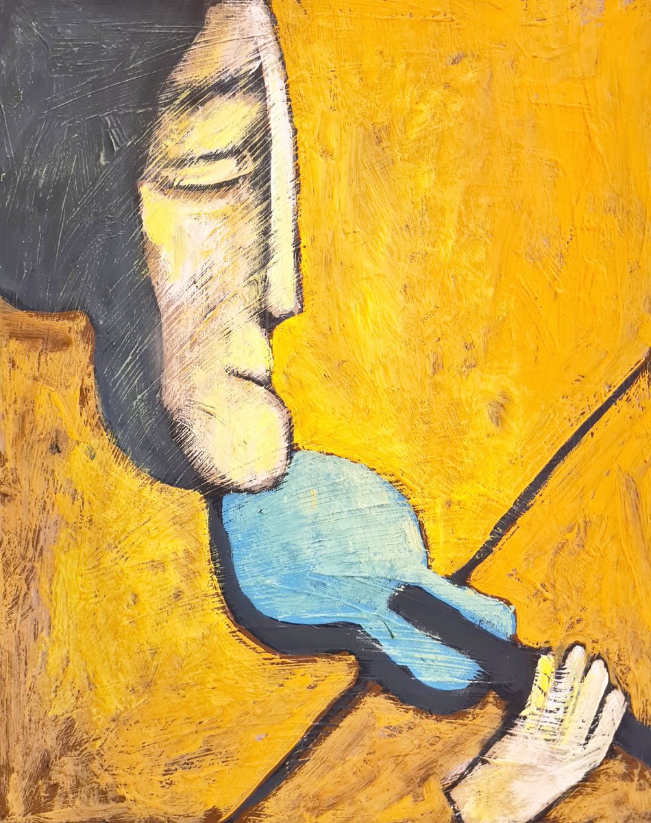 Naive Painting , With Viol By Zhana Viel, 9 X 12, Artwork For Sale On Artfinder