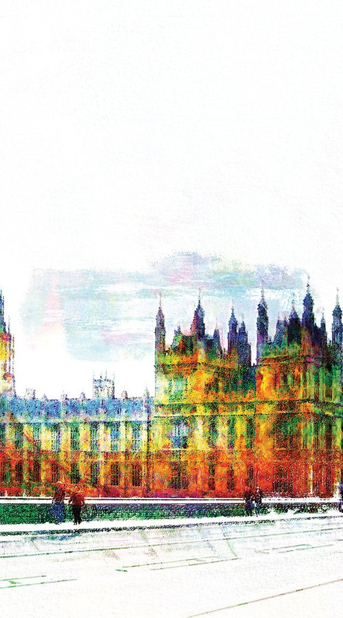 Colores, Londres, Big Ben/XL large original artwork by Javier Diaz