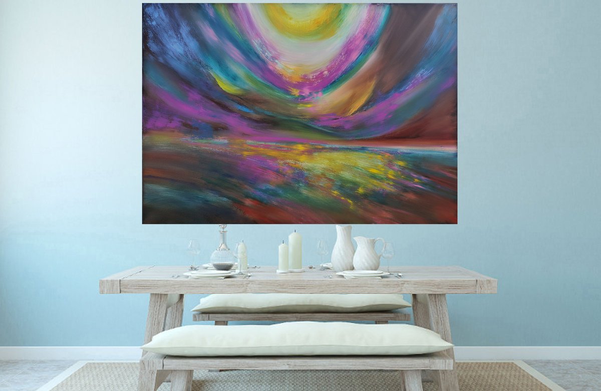 Impressionistic Landscape Oil Painting By Susan Wooler, 39 X 28", Drifting Sands, Original Artwork