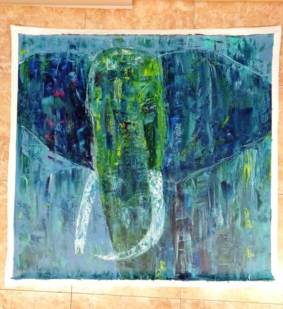 Elephant emerging from the forest, reflecting on the frailty of life