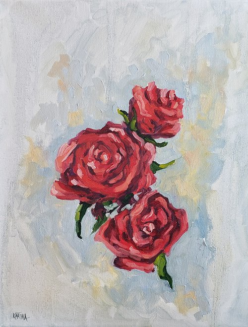 "Because of You" - Still Life - Roses - Flowers by Katrina Case