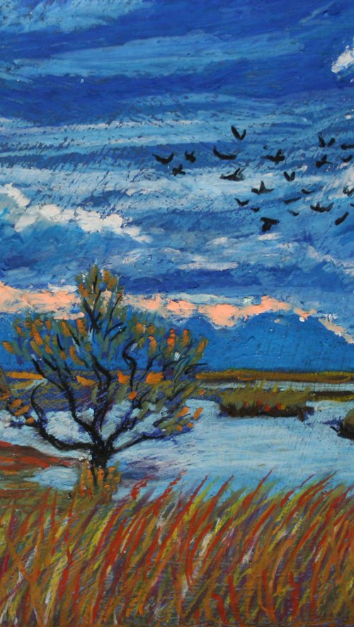 Landscape  /  ORIGINAL OIL PASTEL PAINTING by Salana Art Gallery