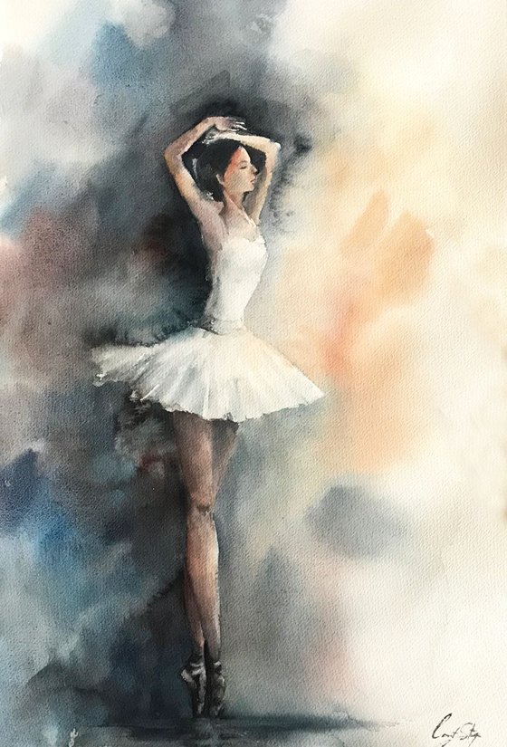 Ballerina Original Watercolor Painting