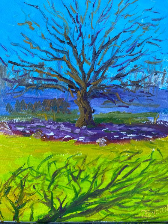 Spring flowers under the tree
