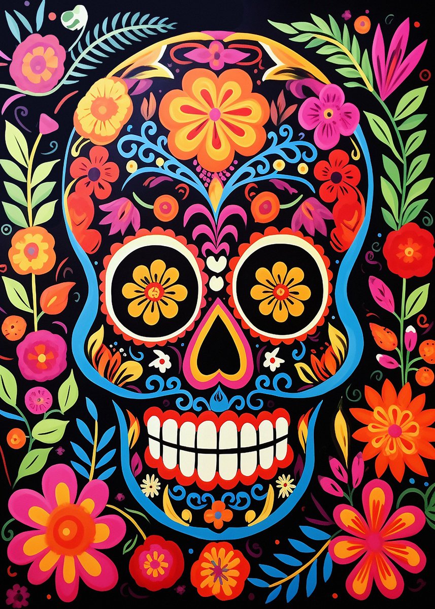 Expressive Portrait Acrylic Painting By Kosta Morr, 12 X 17", Calavera Vi, Original Artwork