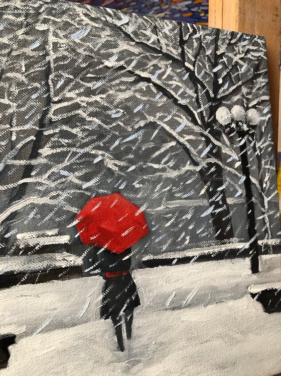 Lady with red umbrella