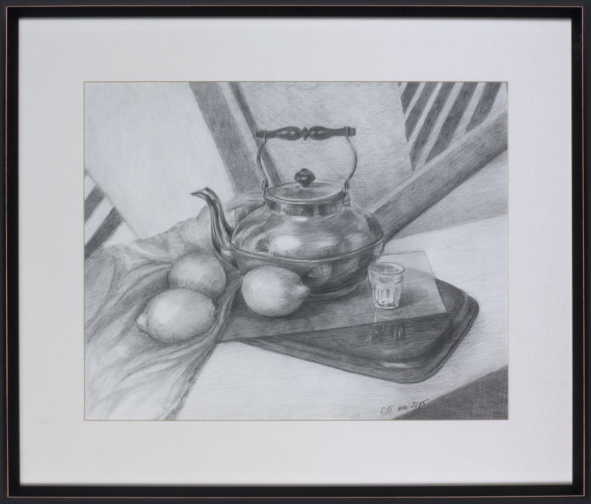 Still life with metal kettle by Alexandra Batyaeva
