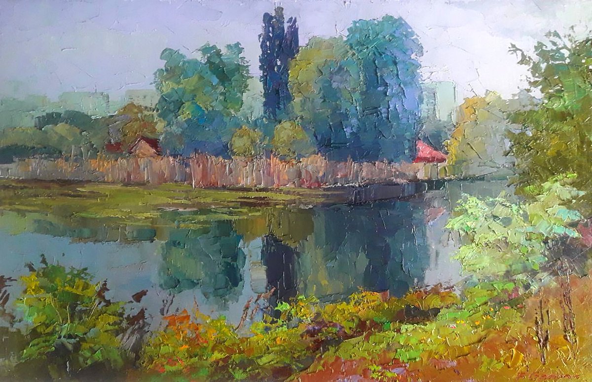 Oil painting Autumn day on the river Serdyuk Boris Petrovich nSerb799 by Boris Serdyuk