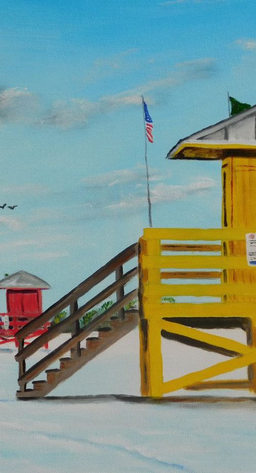 Siesta Key Lifeguard Stands by Lloyd Dobson