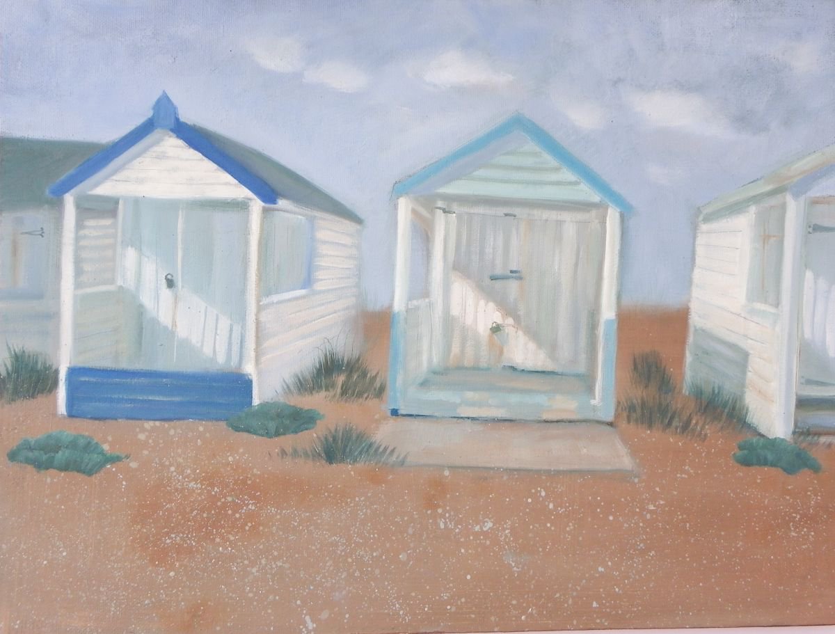 Weathered beach huts by Mary Stubberfield