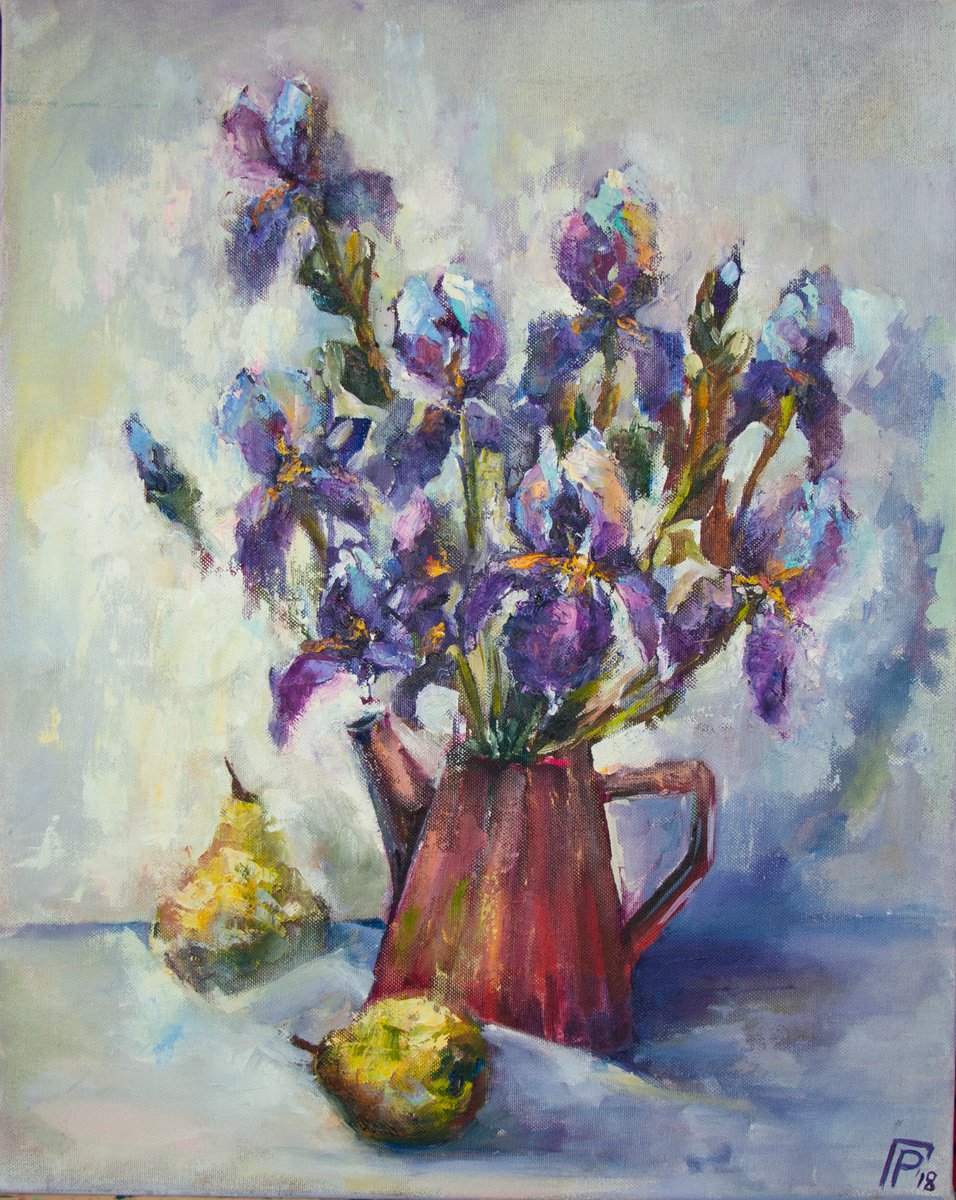 irises and pears by Rina Gerdt