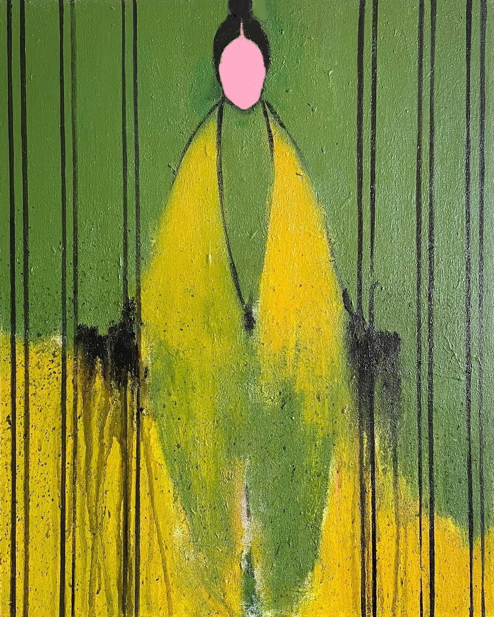 Abstract Portrait Painting By Gela Mikava, 16 X 20, The Alienation, Original Artwork