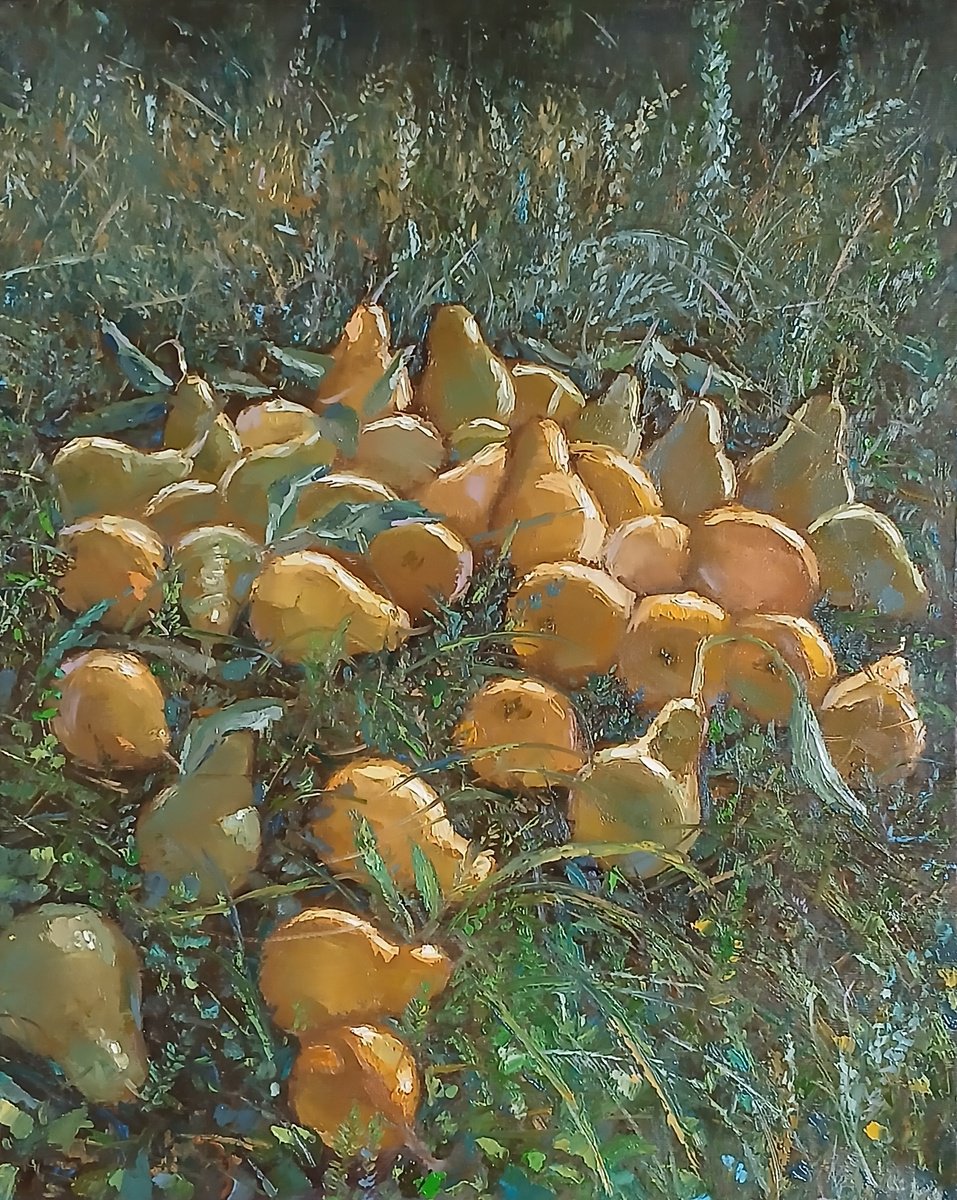 Impressionistic Still Life Oil Painting By Kamsar Ohanyan, 16 X 20", Golden Bounty, Original Artwork