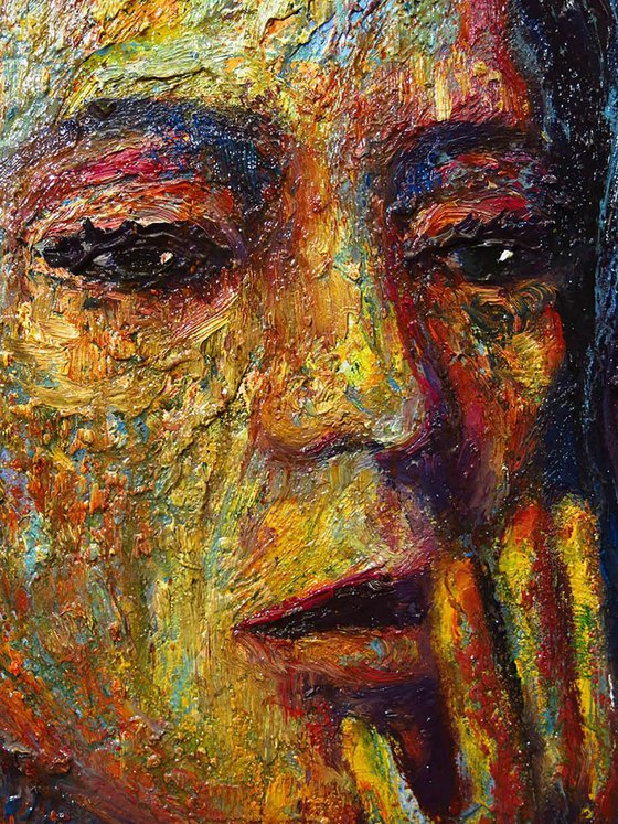 Original Oil Painting Portrait Abstract Female Expressionism Impressionism