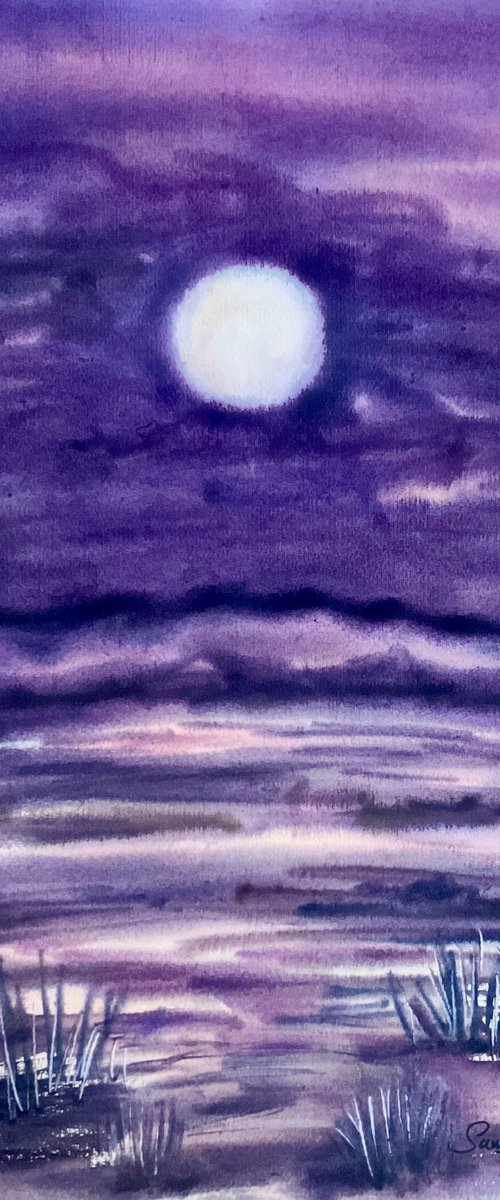 The Chesil Full Moon, Dorset by Samantha Adams