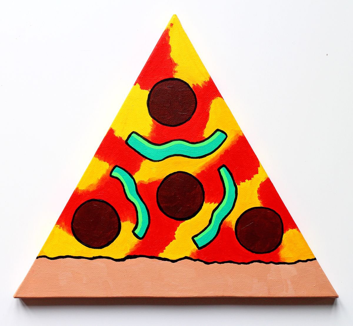 Pizza Slice Pop Art Acrylic Painting On TRIANGLE Canvas by Ian Viggars