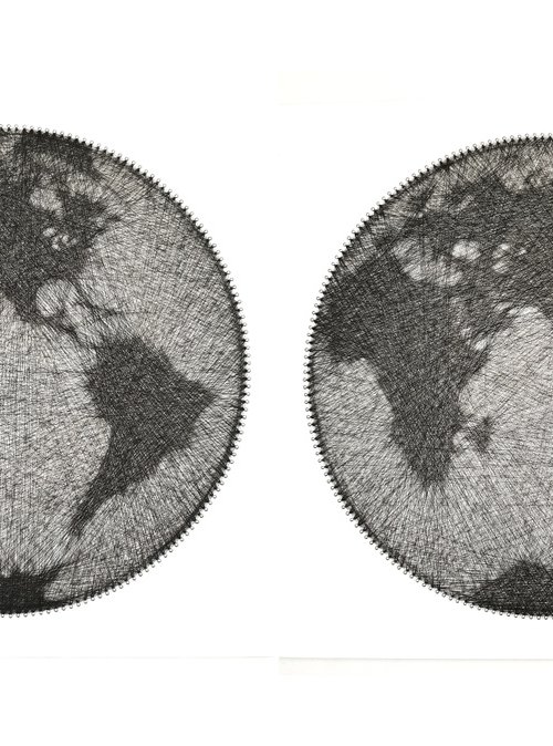 Earth Globe String Art by Andrey Saharov