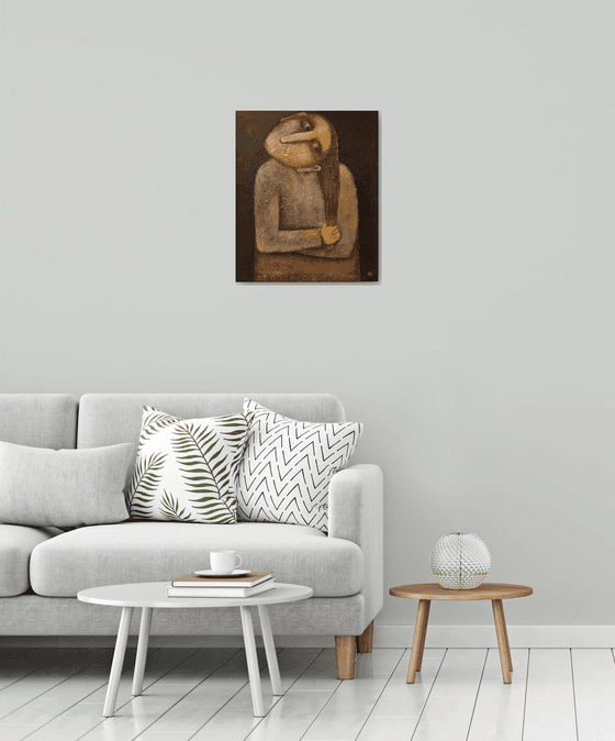 Waiting (Acrylic painting, 50x60cm, ready to hang)