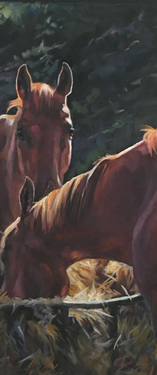 Summer Hay Day - Horse Art by Lorna Lancaster ASEA