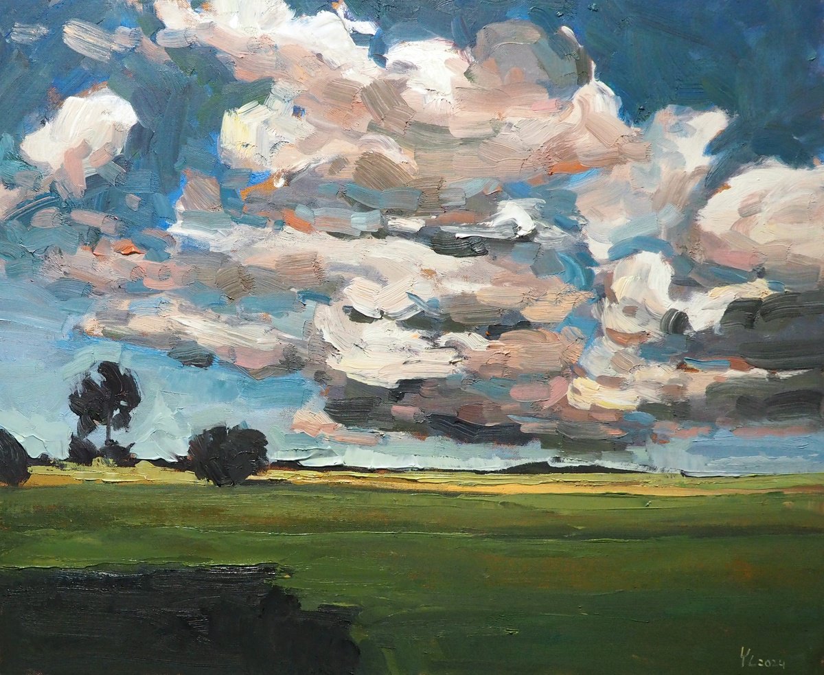 Impressionistic Landscape Oil Painting By Yuanyuan Liu, 26 X 21", Summer Landscape, Original Artwork