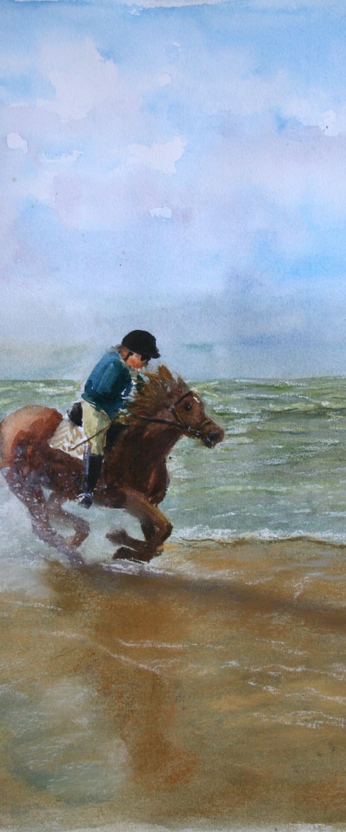Horse riding along beach by Salana Art / Svetlana Samovarova