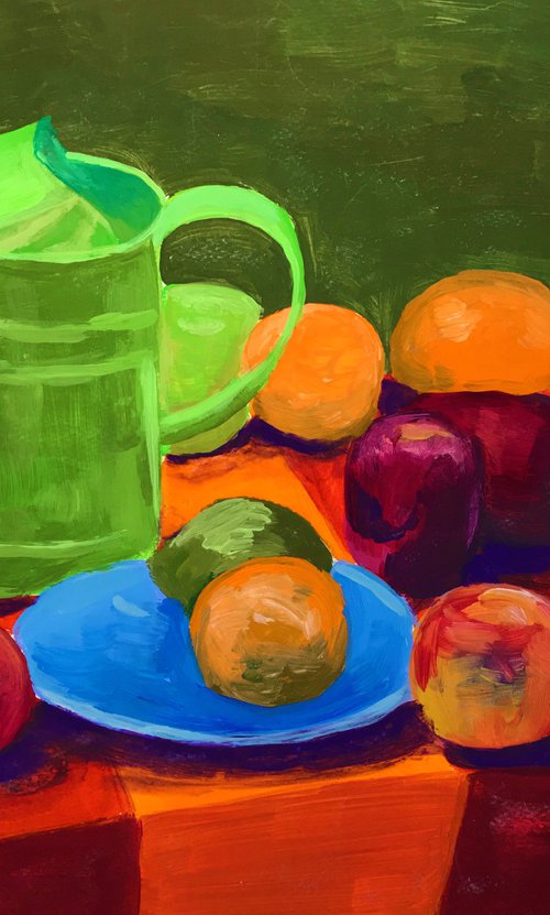 Still life with apples and watering pot by Anastasia Terskih