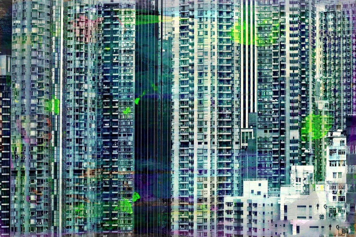 Abstract Cityscapes Photograph By Sven Pfrommer, 47 X 31", Hong Kong Sky Vi, Original Artwork