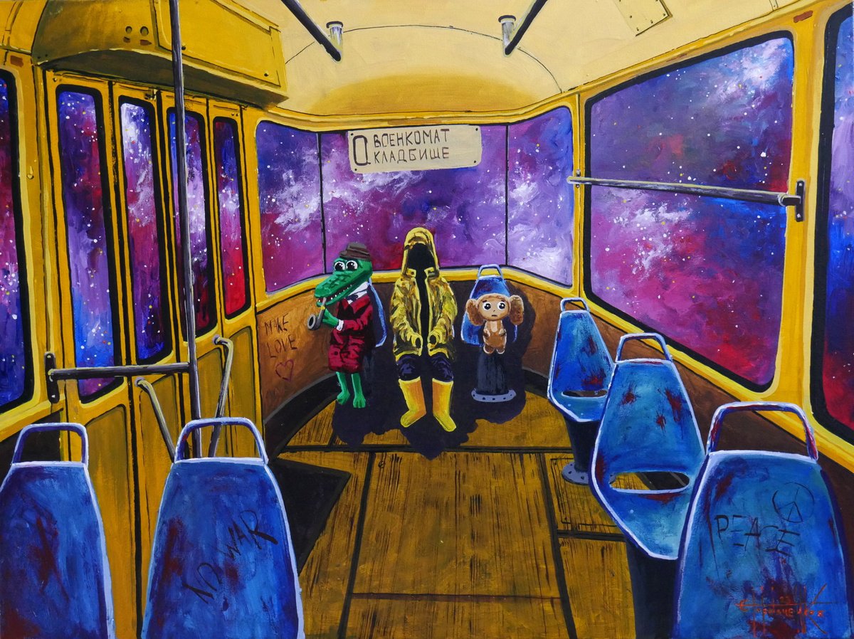 Peaceful tram 2023 ACRYLIC ON CANVAS 60X80 by Eugene Gorbachenko